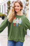 Explore More Collection - Be Merry Forest Green Nutcracker Sequin Hacci Top