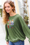 Explore More Collection - Be Merry Forest Green Nutcracker Sequin Hacci Top