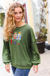 Explore More Collection - Be Merry Forest Green Nutcracker Sequin Hacci Top