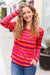 Explore More Collection - Be Bold Flame & Magenta Striped Cable Knit Print Hacci Top