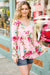 Explore More Collection - Diva Dreams Pink Floral Print V Neck Babydoll Top