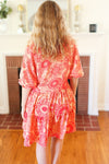 Explore More Collection - All You Need Peach & Coral Boho Floral V Neck Dress