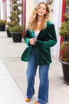 Explore More Collection - Holiday Stunner Hunter Green Velvet Lapel Blazer