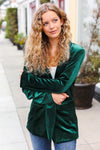 Explore More Collection - Holiday Stunner Hunter Green Velvet Lapel Blazer