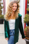 Explore More Collection - Holiday Stunner Hunter Green Velvet Lapel Blazer