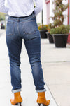 Explore More Collection - Judy Blue Dark Wash Mid Rise Cuffed Slim Fit Jeans