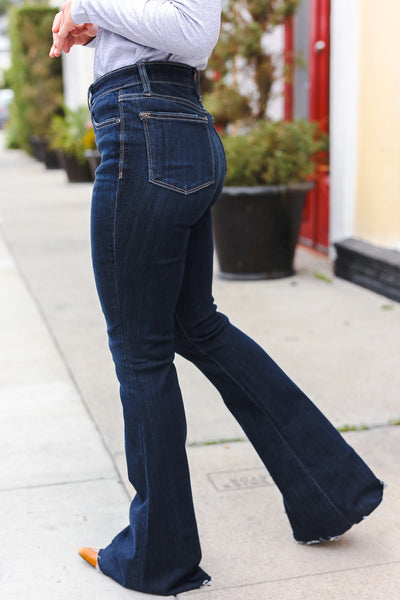 Explore More Collection - Judy Blue Dark Wash Raw Hem Jeans