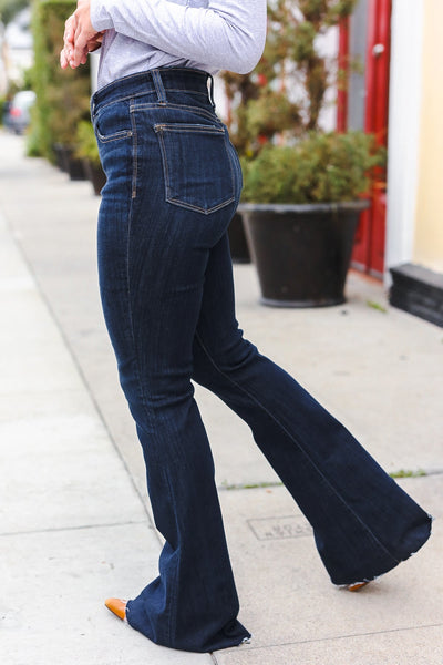 Explore More Collection - Judy Blue Dark Wash Raw Hem Jeans