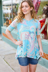 Explore More Collection - All About You Sky Blue Paisley Ruffle Hem Tunic Top