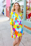 Explore More Collection - Bright Thoughts Yellow Floral Print V Neck Babydoll Dress