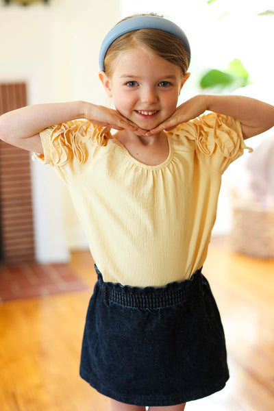 Explore More Collection - Lovely Lemon Ruffle Sleeve Side Slit Top