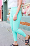 Explore More Collection - Mint Wide Waistband Full Length Legging with Pockets