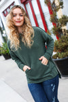 Explore More Collection - A New Day Forest Green Mineral Wash Rib Knit Hoodie