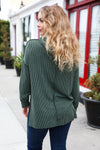 Explore More Collection - A New Day Forest Green Mineral Wash Rib Knit Hoodie