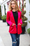 Explore More Collection - Dazzling Magenta Velvet Lapel Blazer