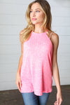 Explore More Collection - Neon Pink Two Tone Sleeveless Halter Top