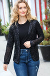 Explore More Collection - Be Your Own Star Black Sequin Open Blazer