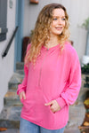 Explore More Collection - Ready to Relax Hot Pink Half Zip French Terry Hoodie