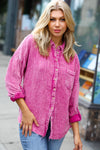 Explore More Collection - Magenta Washed Cotton Gauze Button Down Shirt