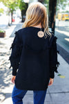 Explore More Collection - Beautiful You Black Fringe Detail Knit Cardigan