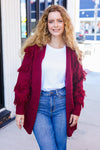 Explore More Collection - Beautiful You Burgundy Fringe Detail Knit Cardigan