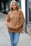 Explore More Collection - Stay Awhile Camel Drop Shoulder Melange Sweater