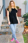 Explore More Collection - Best In Bold Black Dolman Ribbed Knit Sweater Top