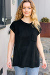 Explore More Collection - Best In Bold Black Dolman Ribbed Knit Sweater Top