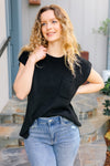 Explore More Collection - Best In Bold Black Dolman Ribbed Knit Sweater Top