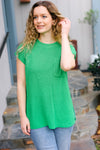 Explore More Collection - Seize The Day Kelly Green Dolman Rib Sweater Top