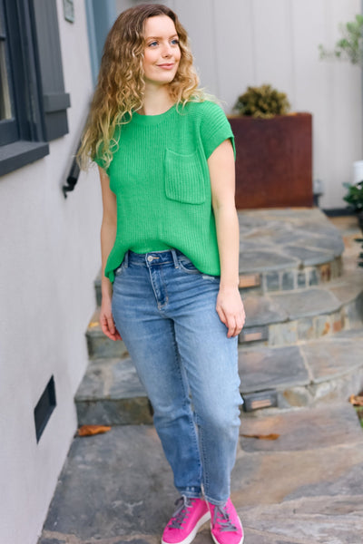 Explore More Collection - Seize The Day Kelly Green Dolman Rib Sweater Top