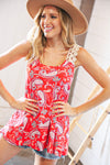 Explore More Collection - Coral Paisley Scallop Crochet Strap Tank Top