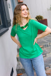 Explore More Collection - Saint Patrick Asymmetrical Sequin Banded V Neck Top