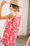 Explore More Collection - Coral Paisley Scallop Crochet Strap Tank Top