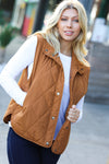 Explore More Collection - Camel High Neck Quilted Puffer Vest