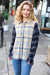 Explore More Collection - It's All Possible Navy& Beige Cotton Plaid Hi-Lo Shirt Top