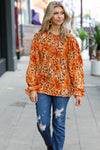 Explore More Collection - All The Joy Burnt Orange Watercolor Floral Frill Neck Top
