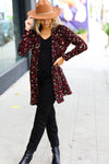 Explore More Collection - Weekend Envy Burgundy Animal Print Open Cardigan