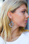 Explore More Collection - Silver Crushed Textured Geometric Cut-Out Earrings