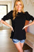 Explore More Collection - Black Frill Mock Neck Smocked Bubble Sleeve Top