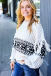 Explore More Collection - Ready For Anything Taupe & Black Tassel Aztec Sweater