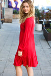 Explore More Collection - Lady In Red Hacci Fit & Flare Ruffle Dress