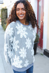 Explore More Collection - Season Greetings Silver Puffy Snowflake Sherpa Pullover