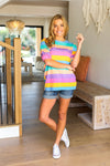 Explore More Collection - Can't Look Away Multicolor Stripe Bubble Sleeve Terry Top