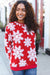 Explore More Collection - Season Greetings Red Puffy Snowflake Sherpa Pullover