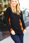 Explore More Collection - Black & Rust Plaid Hacci Knit Hoodie