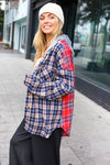 Explore More Collection - Main Attraction Red & Navy Plaid Color Block Button Down Hoodie