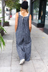 Explore More Collection - Feeling Femme' Charcoal Floral Print Baggy Overall Jumpsuit