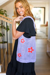 Explore More Collection - Lavender & Orange Floral Crochet Tote Bag