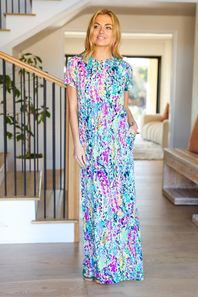 Explore More Collection - Diva Dreams Green & Orchid Floral Print Maxi Dress